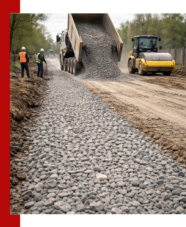 Доставка щебня для отсыпки дорог в Нижнекамске высокого качества