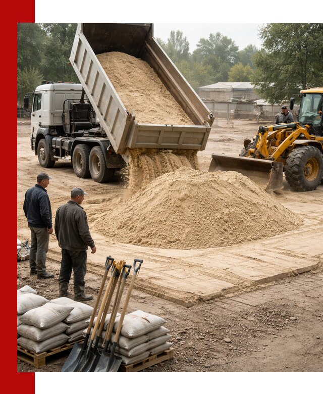 Доставка мытого песка в Нижнекамске с самосвалами по выгодной цене