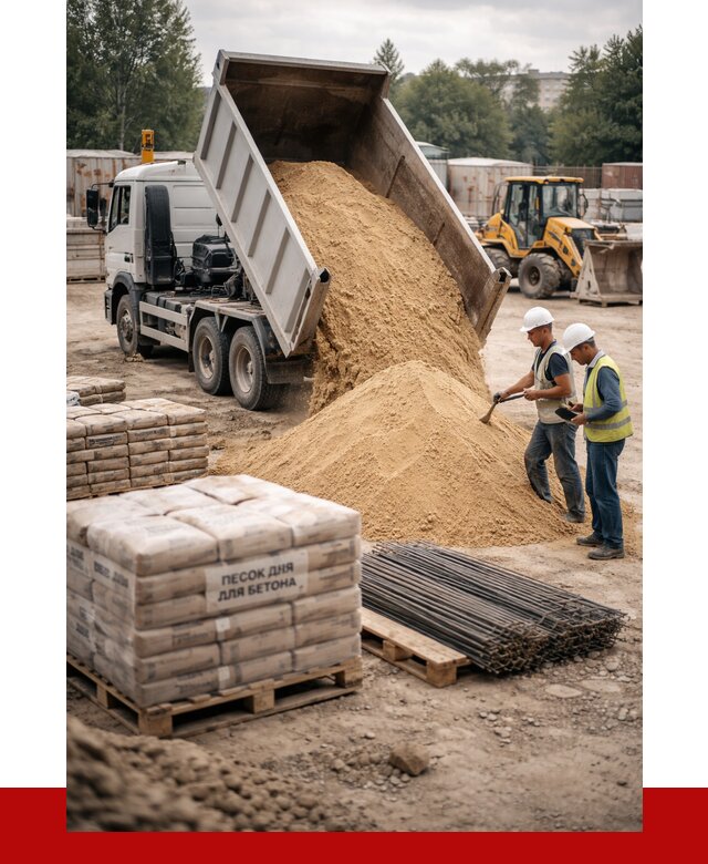 Песок для бетона в Нижнекамске от 2535 р. с доставкой, ПРОНЕРУДНжм
