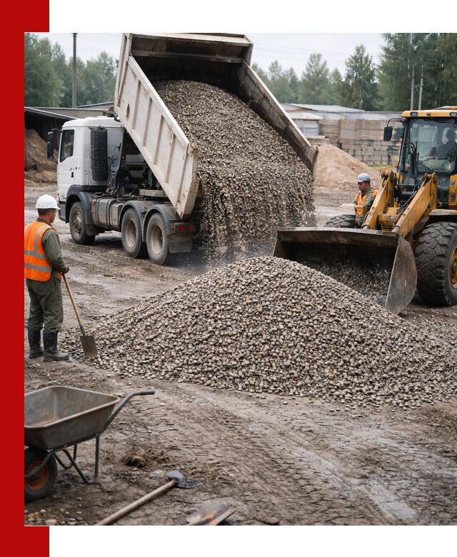 Мытый гравий с доставкой в Нижнекамске от карьера до участка