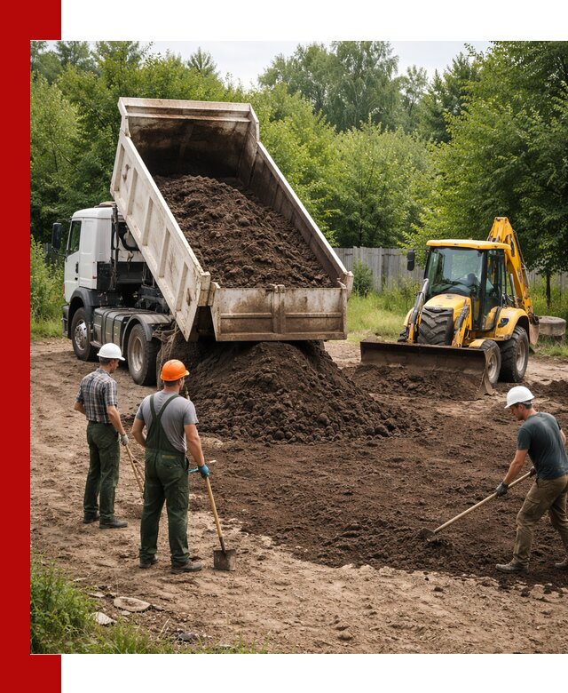 Доставка и укладка грунта для выравнивания участка в Нижнекамске