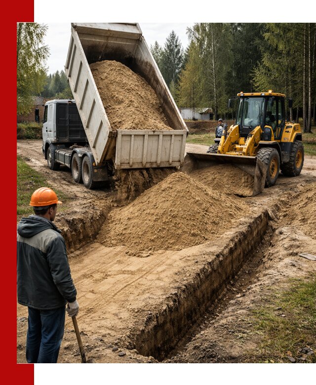 Доставка песчаного грунта в Нижнекамске для строительных работ