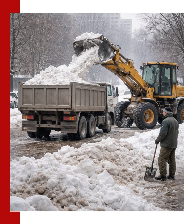Вывоз снега грузовой техникой в Нижнекамске оперативно и чисто