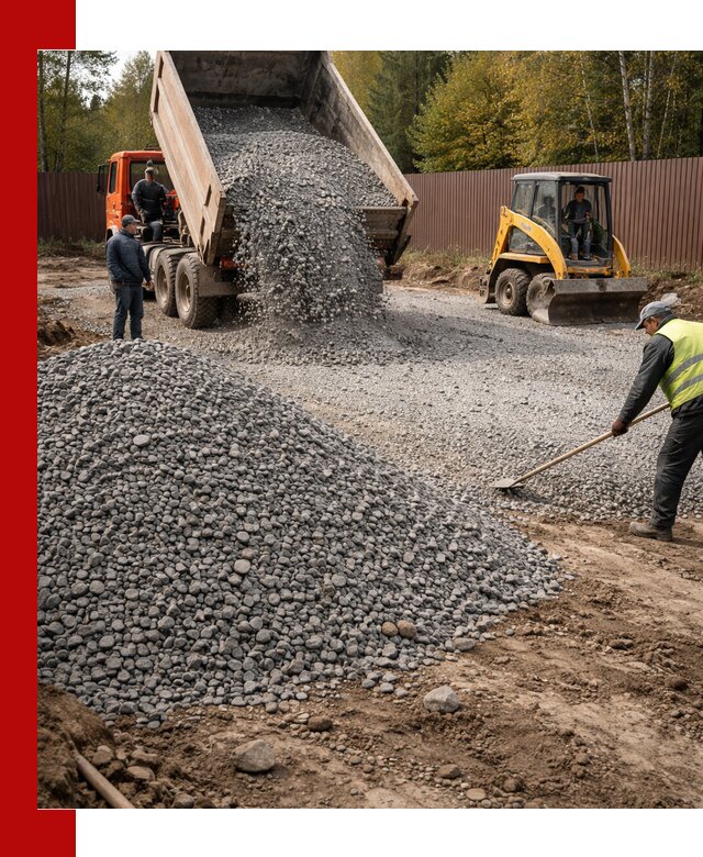 Отсыпка участка щебнем с доставкой и уплотнением в Нижнекамске